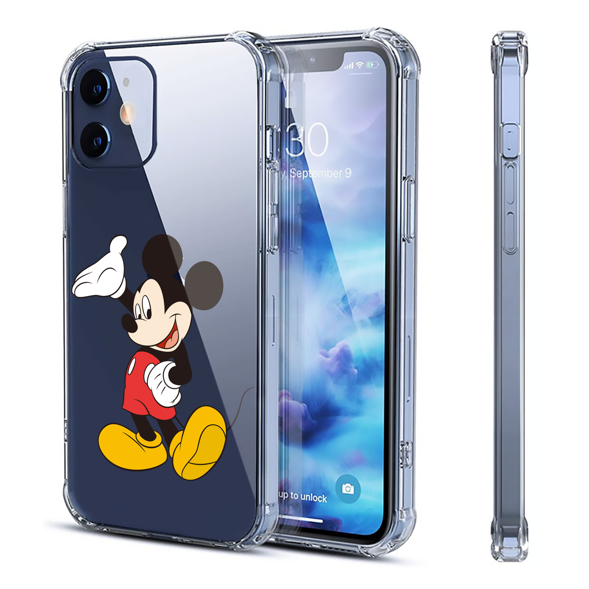 （画像用） ミッキーマウス Mickey Mouse 【iPhone 12シリーズ対応】透明スマホケース（クリアソフトケース）